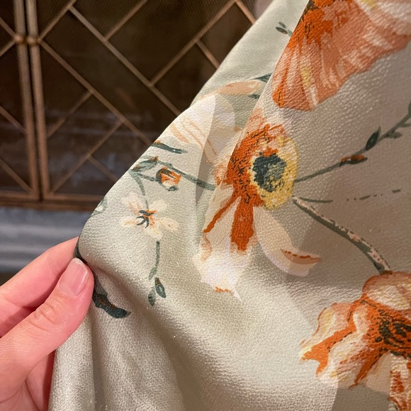 Bridgerton vibes sage green floral satin Nordstrom dress, fully lined - Picture 9 of 9